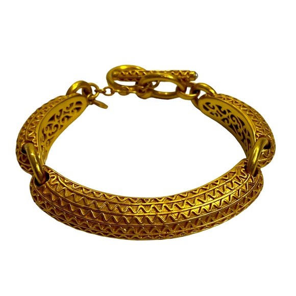 JULIE VOS 24K GOLD OVERLAY COSTUME GOLD BRACELET retired and stunning! - Picture 1 of 4